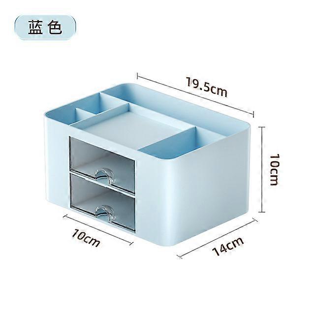 Simple Solid Color Pen Holder with 2 Drawer Large Capacity Multifunction Stationery Storage Box Student Office Desktop OrganizerDesk Organizers