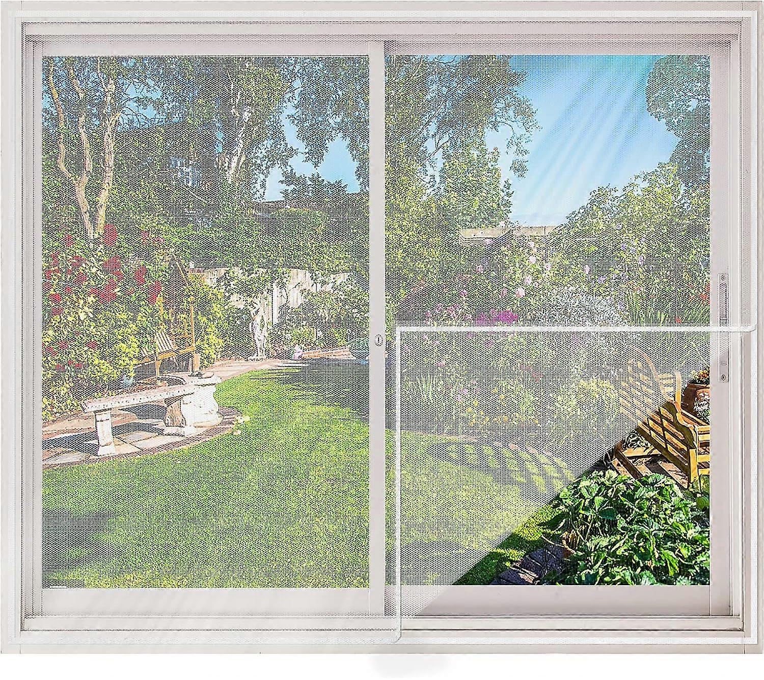 Mosquito Net Window 150 * 100cm, Set of 2, Anti-Insect Net with Adhesive Tape Hook-and-Loop Tape Without Drilling Cuttable Fine Mesh Mosquito Net Veil