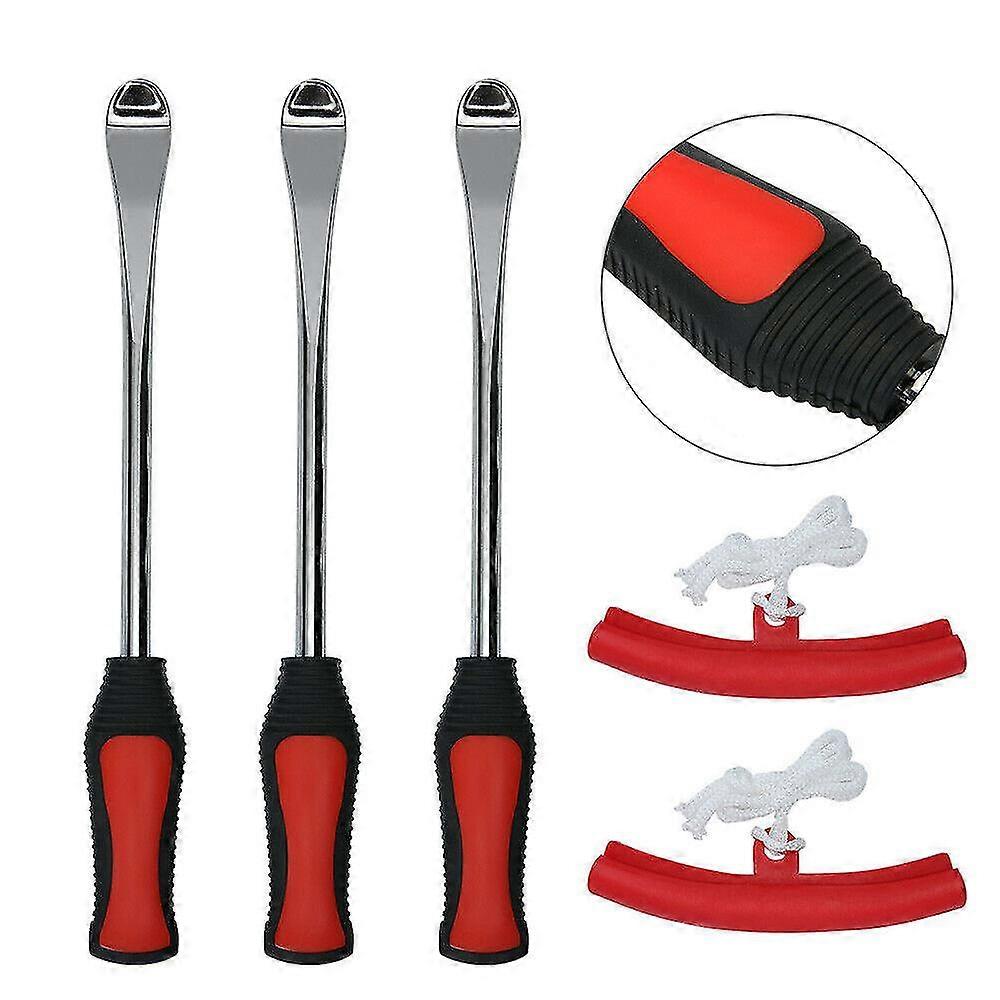 Tire Pry Tool 3 Spoons Pneumatic Pry Tool With 2 Rim Protectors For Auto Motorcycle Accessory