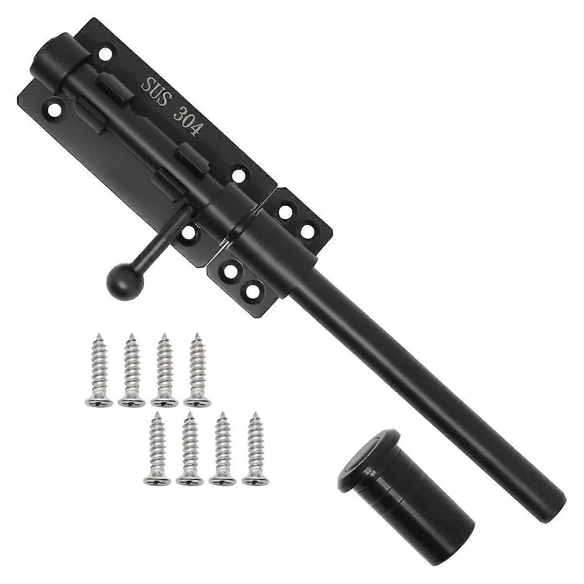 Heavy Duty Slide Bolt Gate Latch with A Padlock, Horizontal Bolt Latch Floor Latch Hardware and Loc