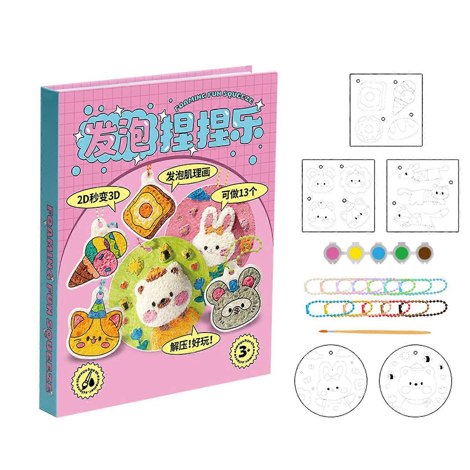 1 Set DIY Rainbow Scratch Painting Kit with Paints Pens Scraper Sticker Educational Rainbow Scratch