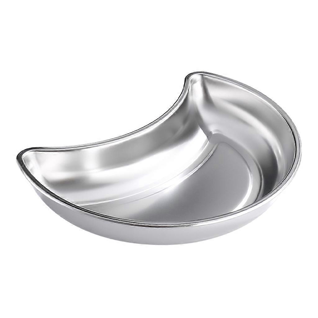 Stainless Steel Kitchen Dinner Plates Crescent Shaped Plate Dishes Stackable