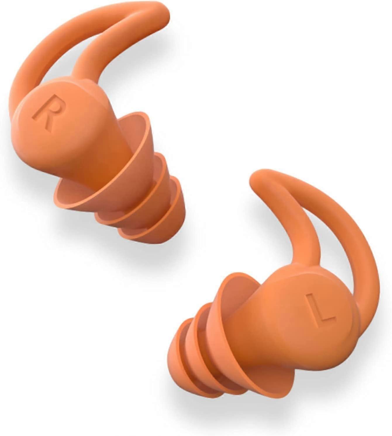 Silent Noise Reduction Earplugs, Super Soft Reusable Flexible Silicone Ear Plugs for Sleeping, Swimming, Noise Sensitivity and Thefts, Snoring, Orange
