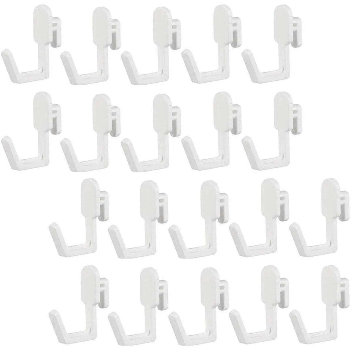 24Pcs Hooks J Shape Hook Peg Board Tool Organizer Accessories, White