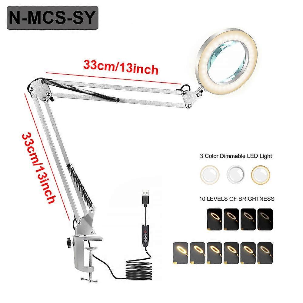 EOOKU - Desk Lamp with 5X LED Lighted Magnifier, 3-Color Reading Light, Adjustable Table Lamp for Eye Protection