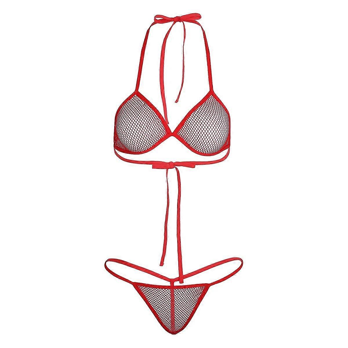 المرأة شفافة من خلال مثير مايكرو ميني بيكيني حمالة صدر أعلى &G-String ثونغ ملابس داخلية بدلة سباحة أنثى ملابس داخلية ملابس السباحة