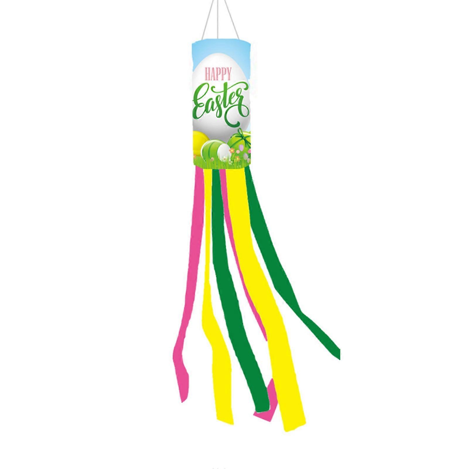 Wind Sock Flag Anti-fading Easy to Hang Happy Easter Rabbit Pattern Garden Wind Flag Home Decor