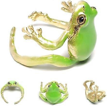 Frog Ring for Men Women, Vintage Brass Frog Ring, Adjustable Open Tree Frog Ring