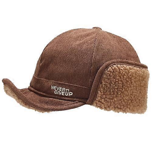 Unisex Corduroy Bomber Hat Winter Faux Fur Aviator Trapper Hat