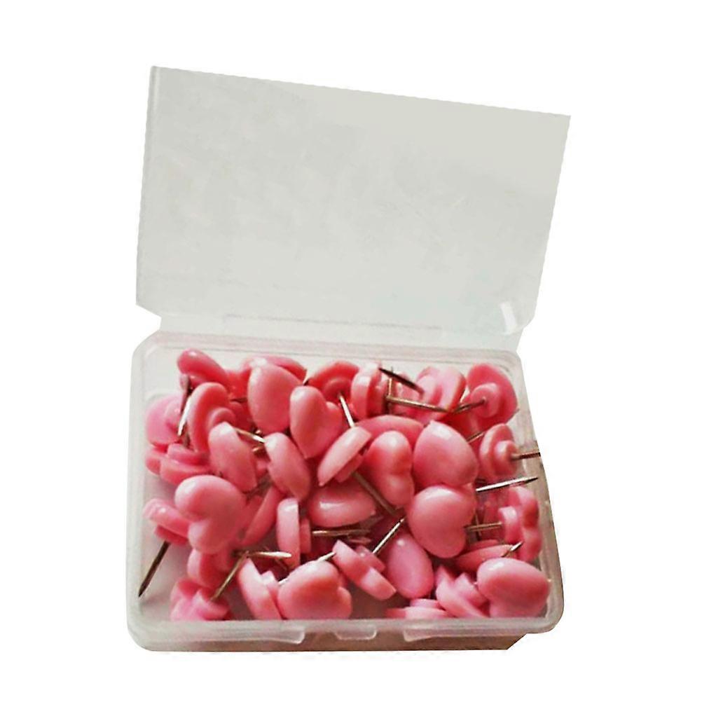 2 Boxes of Heart Shaped Drawing Plastic Thumbtack Practical Push Creative Stationery Supplies Pink