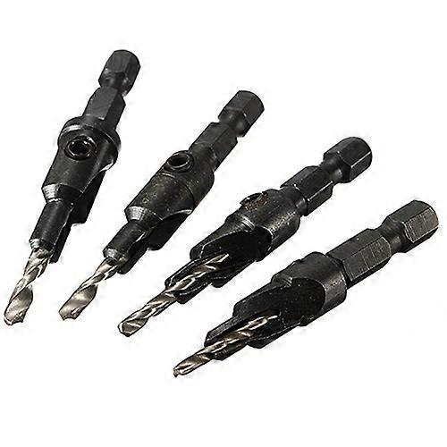 4 Pcs HSS Countersink Drill Bit Set Quick Change Hex Shank Screw #6 #8 #10 #12 JIKAIX