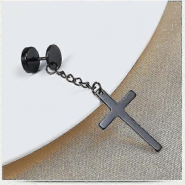 Cross Titanium Steel Earrings Black