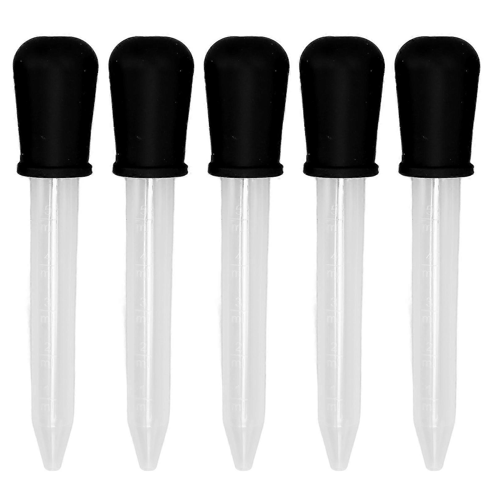 Pour 5 pipettes de transfert 5 ml en silicone, nettoyage facile, fabrication de compte-gouttes jetables, noir