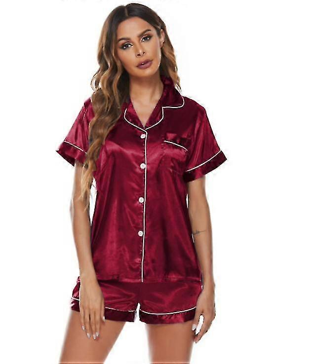 Satin Pyjamas Damen Kurzarm Nachtwäsche