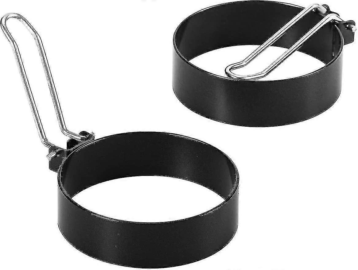 2stk eggringer, stekt eggmugg med sammenleggbart rustfritt stålhåndtak, eggkrypskyttere non stick, for crumpet, pannekake-YUHAO