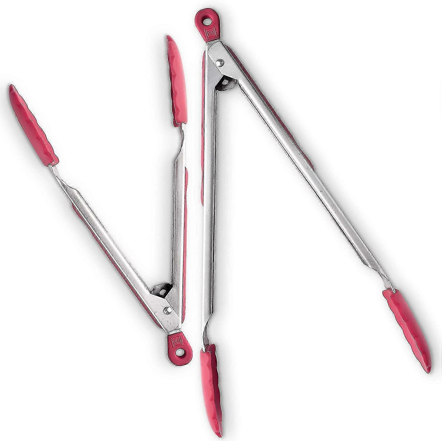 Professional Kitchen Tongs Set - Stainless Steel With Non-stick Silicone Tips 250  C Resistant