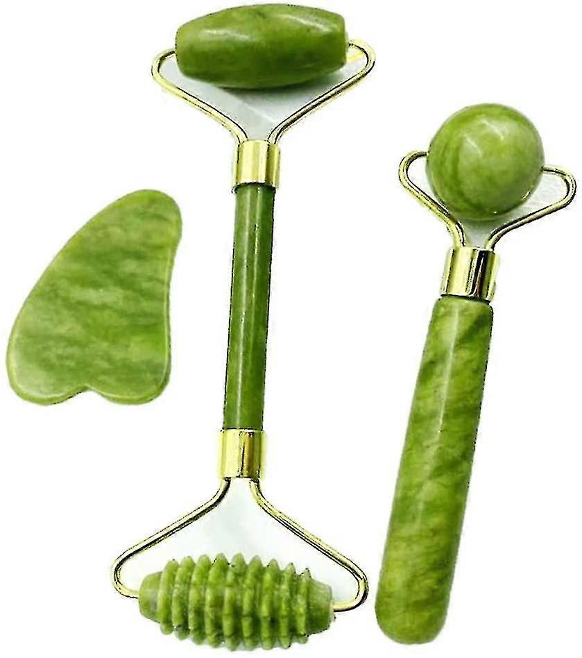 Jade Roller And Gua Sha Tools Set - Anti Aging Roller Massager - 100%