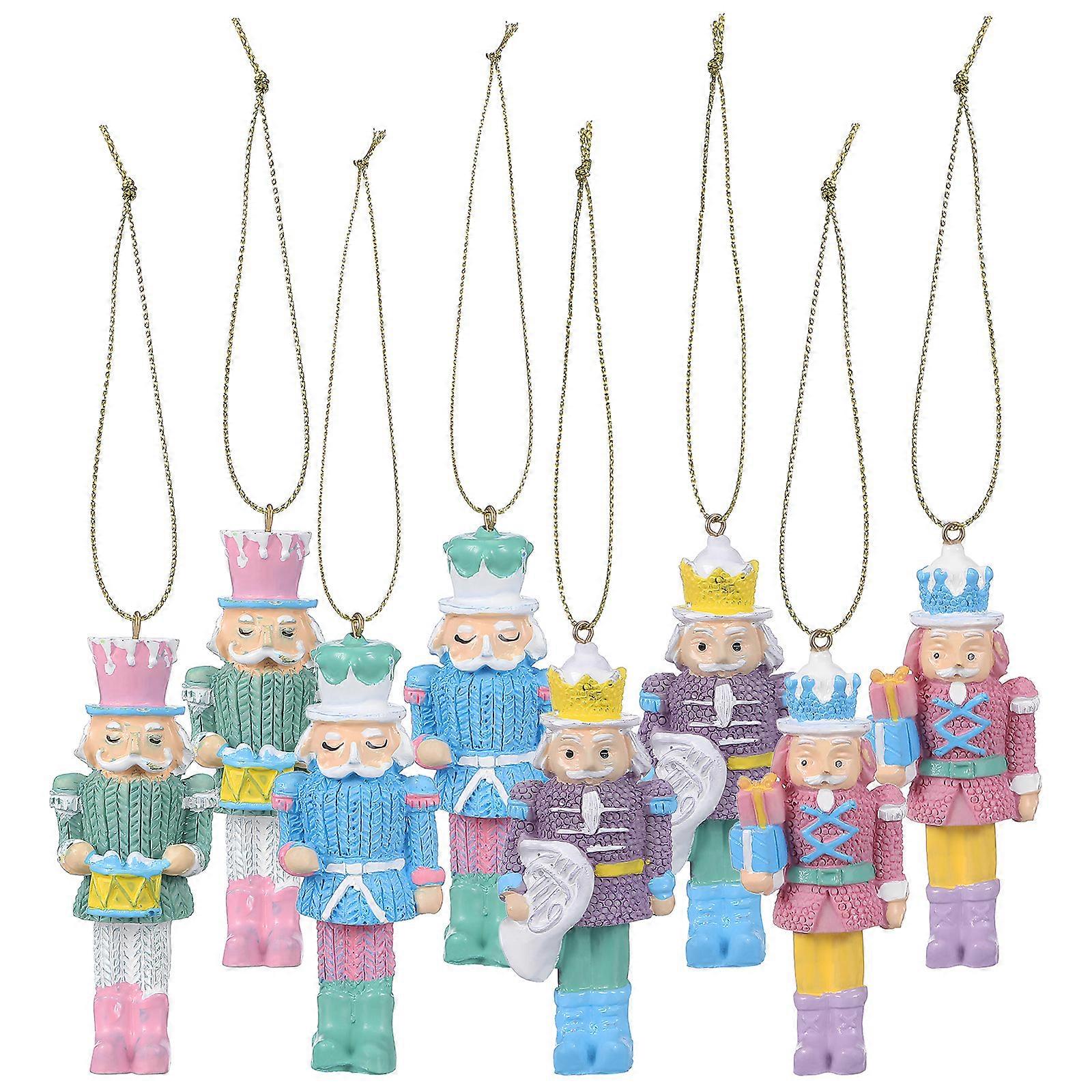 8pcs Nutcracker Ornaments Mini Nutcracker Soldier Wooden Nutcracker Figures Hanging Nutcracker Decors Christmas Decoration