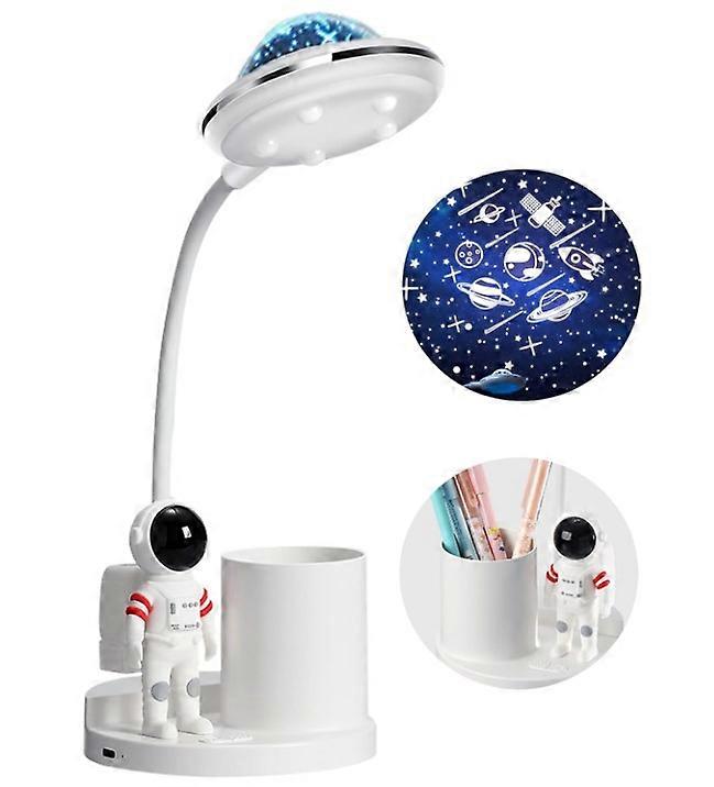 Accwork Desk Lamp with Starry Sky Projector, 2000 mAh Children's LED Table Lamp, Reading Lamp, Bedside Lamp, Wireless Children's Desk Lamp with Colour