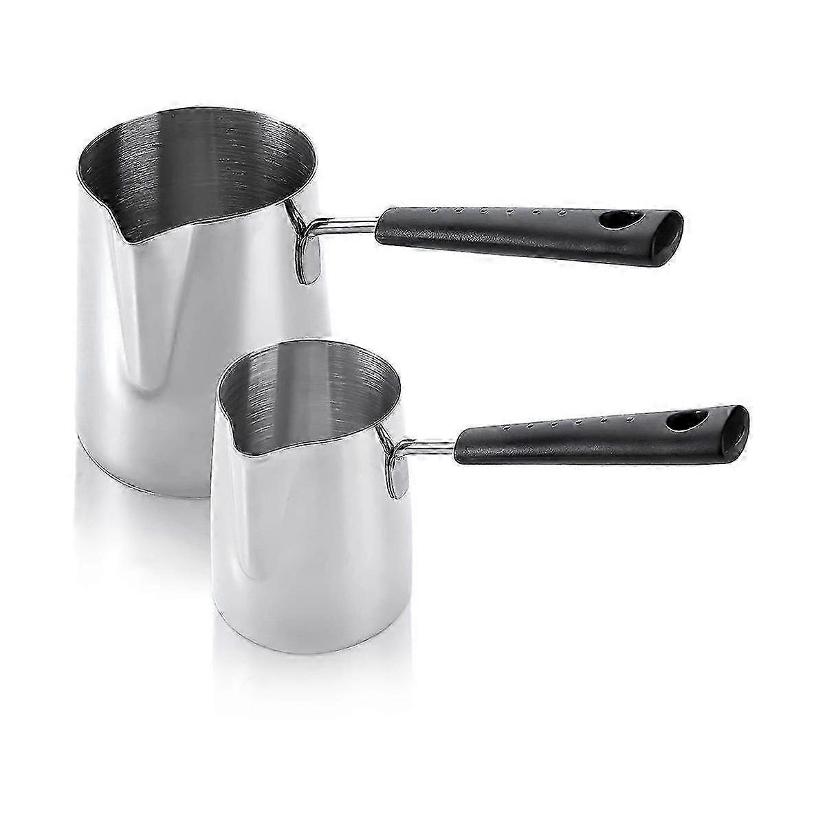 2 وعاء تسخين الحليب ، وعاء القهوة ، مقلاة صهر الشوكولاتة على الموقد ، صانع القهوة لتسخين الصلصة