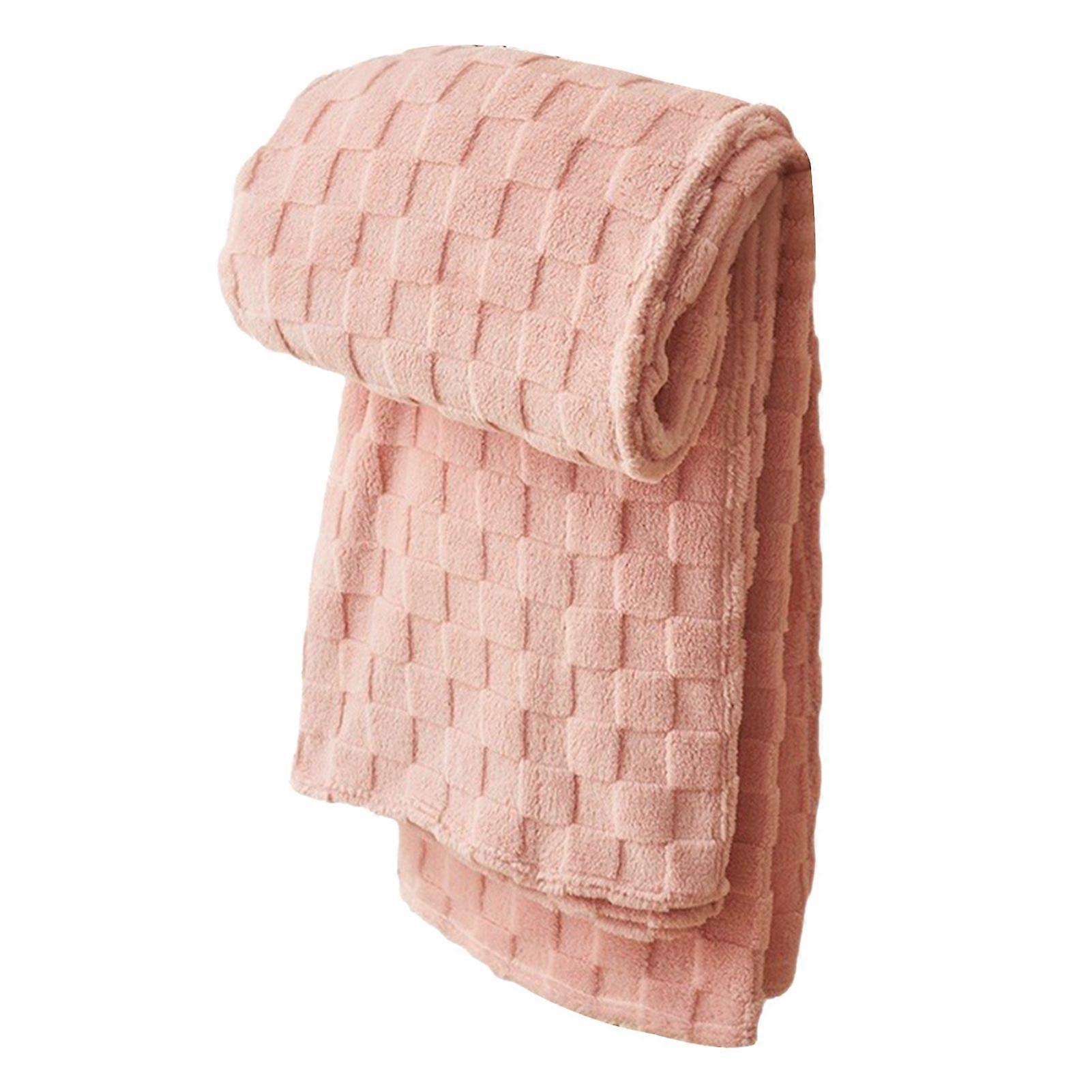 Flannel Blanket Thickened Double-sided Plush 3D Checkered Texture Solid Color Office Nap Home Bed Sofa Travel Cozy Warm Winter Blanket