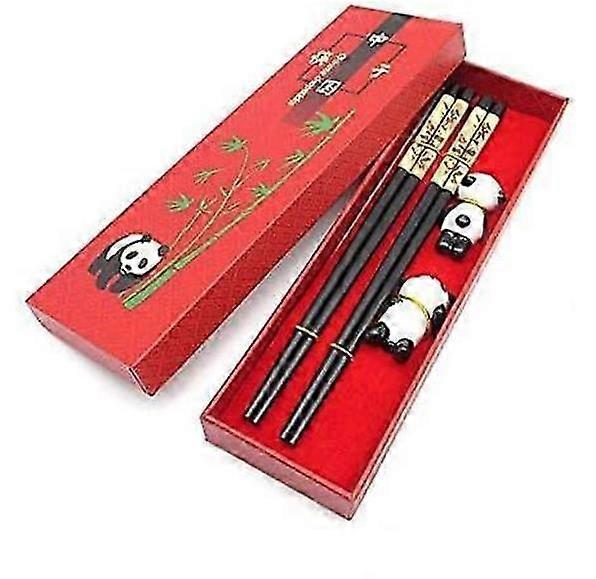Chopsticks ,Cute Panda Chopsticks with Panda Panda Carved Chopsticks with Cute Panda Holders, Reusable Wooden Chopsticks with Chinese Style Case