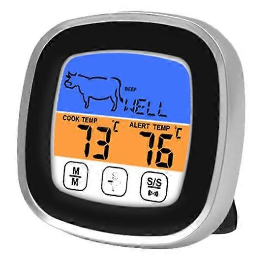 Food Cooking BBQ Thermometer Touch Screen Temperature Meter with Timer Probe