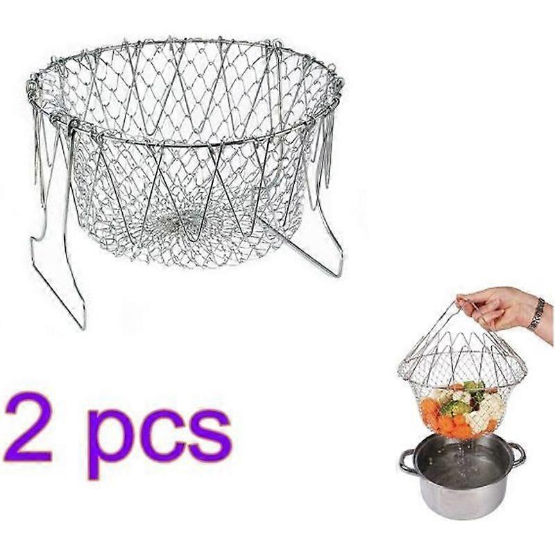 2pcs Foldable Salad Basket Cooking Filter