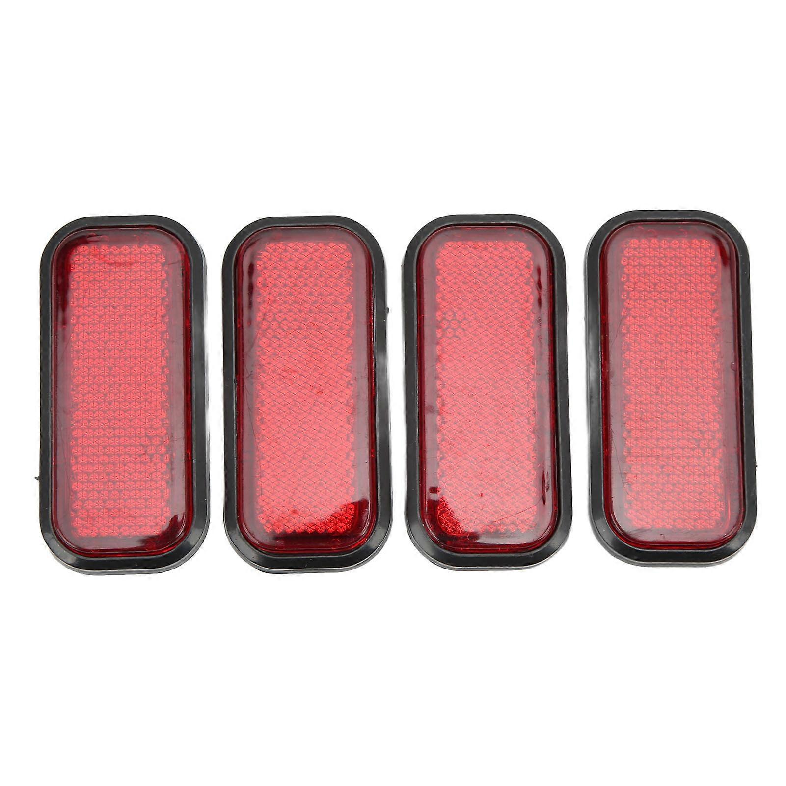 4pcs Rectangular Reflector Safety ABS Reflective Sticker Universal for Car MotorcycleRed