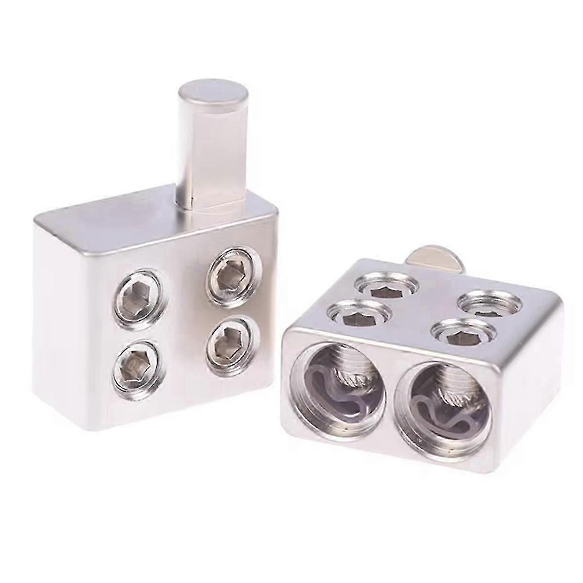2pcs Car Audio Splitter Wire Power Supply Terminal Audio Amplifier Dual 1/0 Gauge to 1/0 Gauge Amp Input Reducers