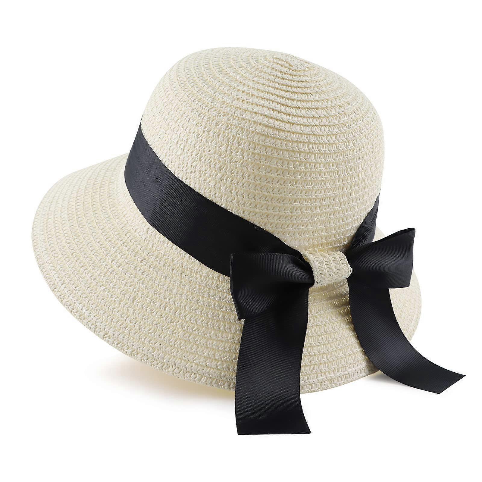 Women's Little Straw Sun Hat Foldable Floppy Wide Brim Beach Cap