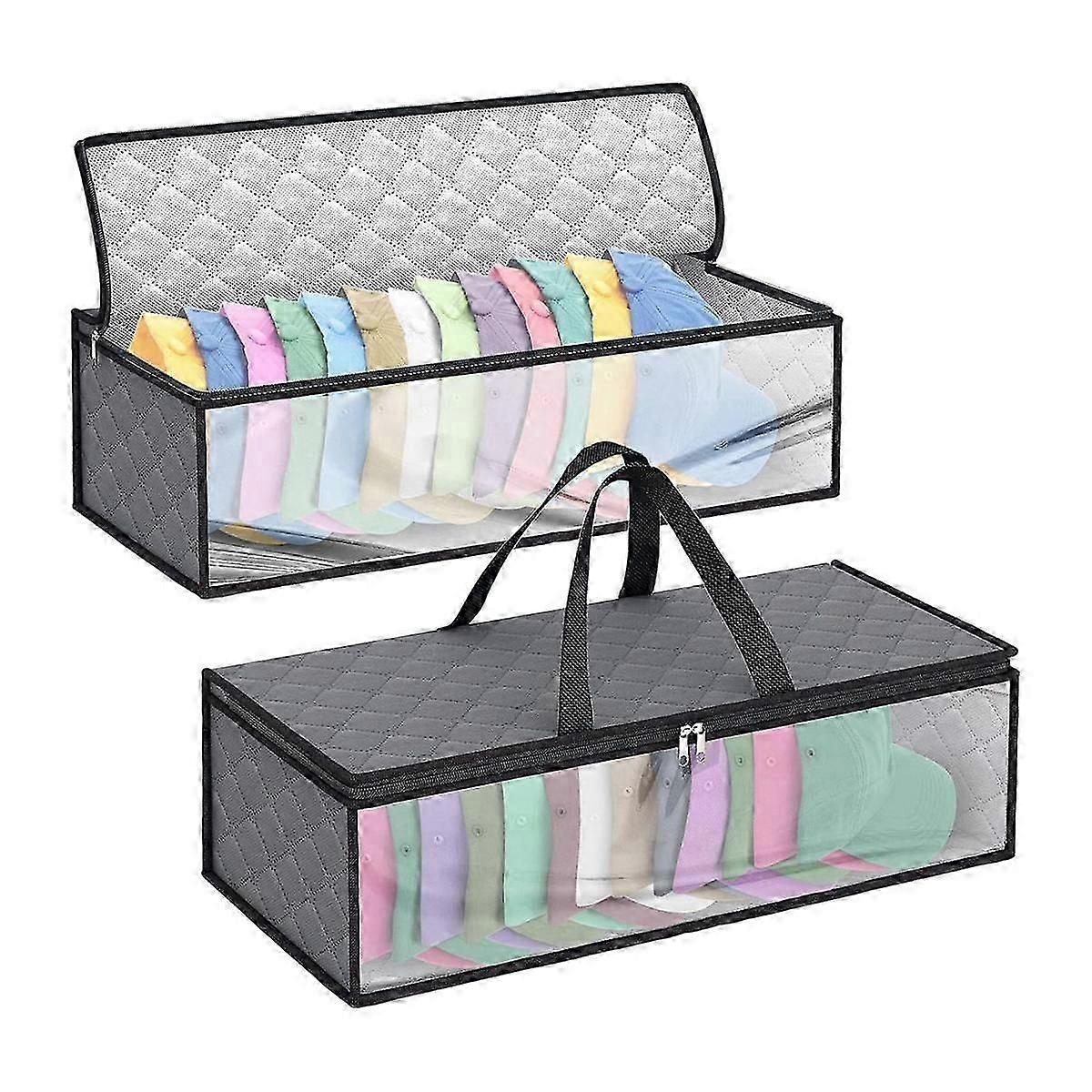 2er-Pack Hutaufbewahrungstasche, kompatibel mit Baseball, Mützen, Hut-Organizer-Etui, Huthalter-Rack mit 2 Tragegriffen f