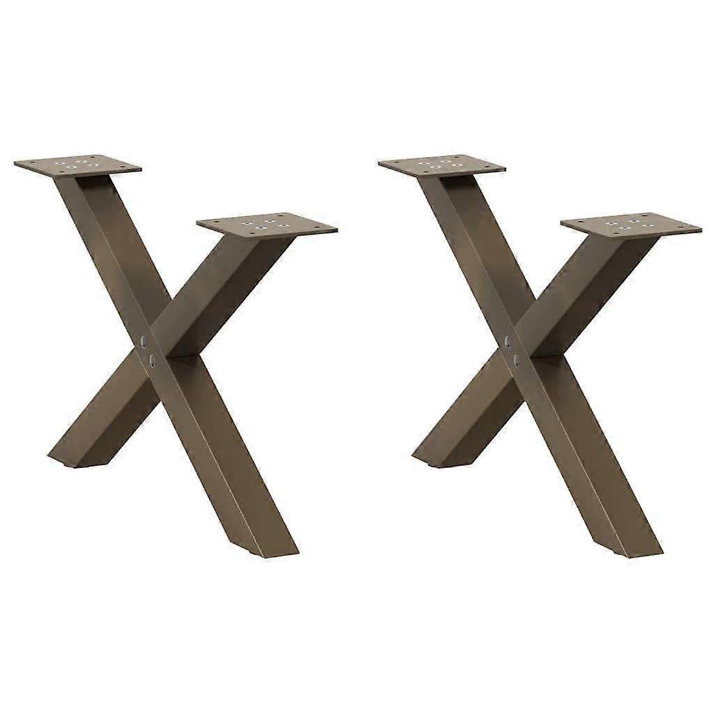 咖啡桌腿 X 形 2 件 天然钢 60x（30-31） cm 钢