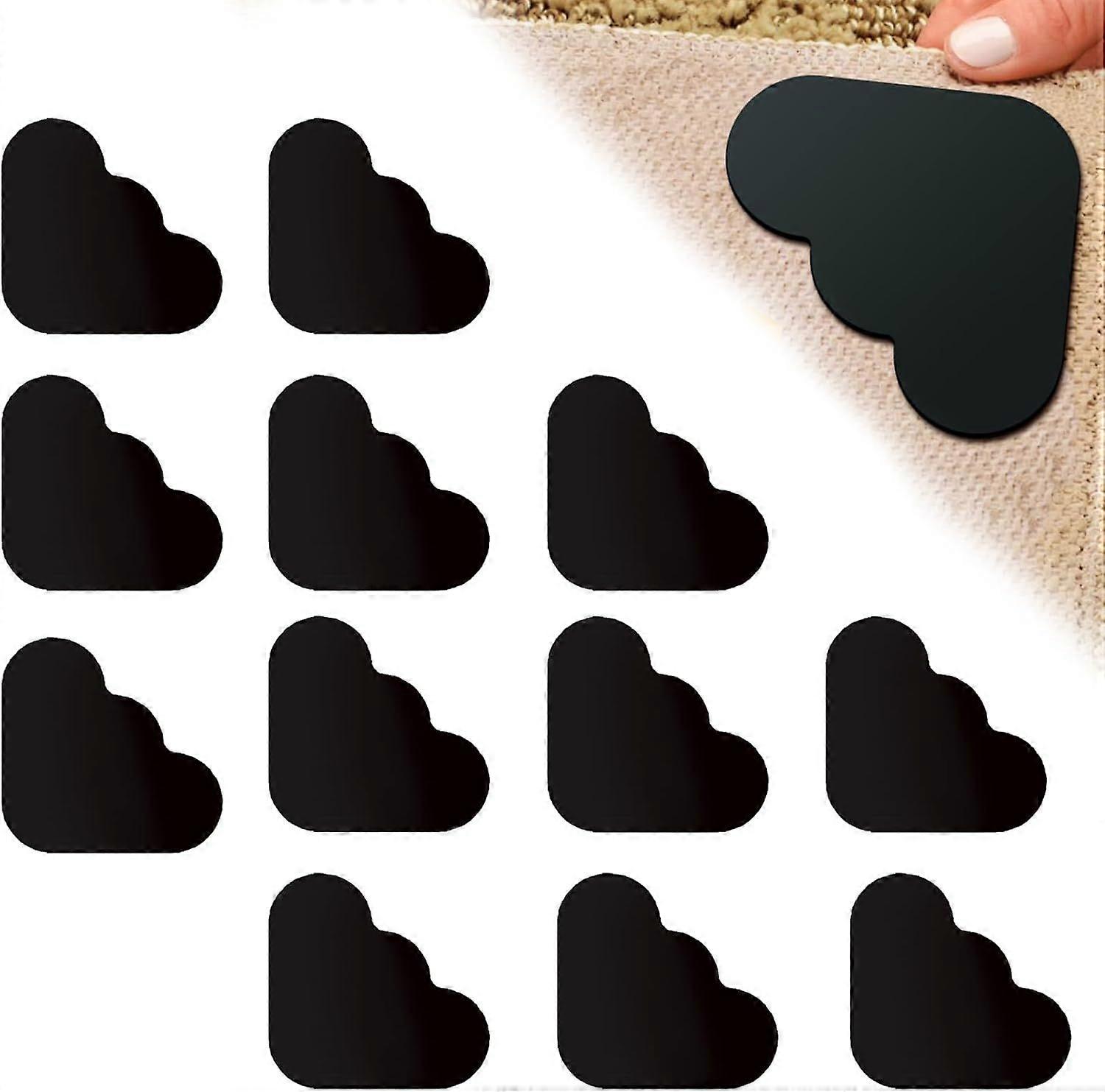 12 Pack Double Sided Anti-Slip Rug Pads - Washable - Prevents Rug Movement (Black Clouds)