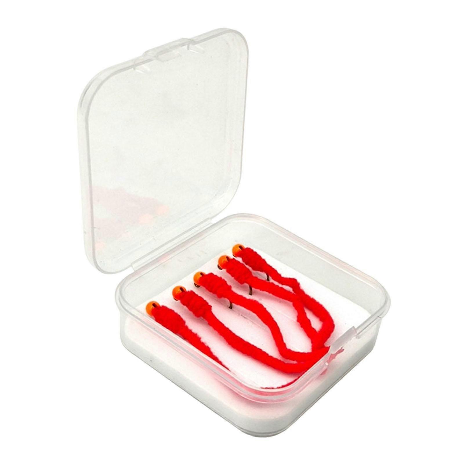 5Pcs Squirmy Fly Fishing Lures Tools with Hooks for Beginners Fisherman Red