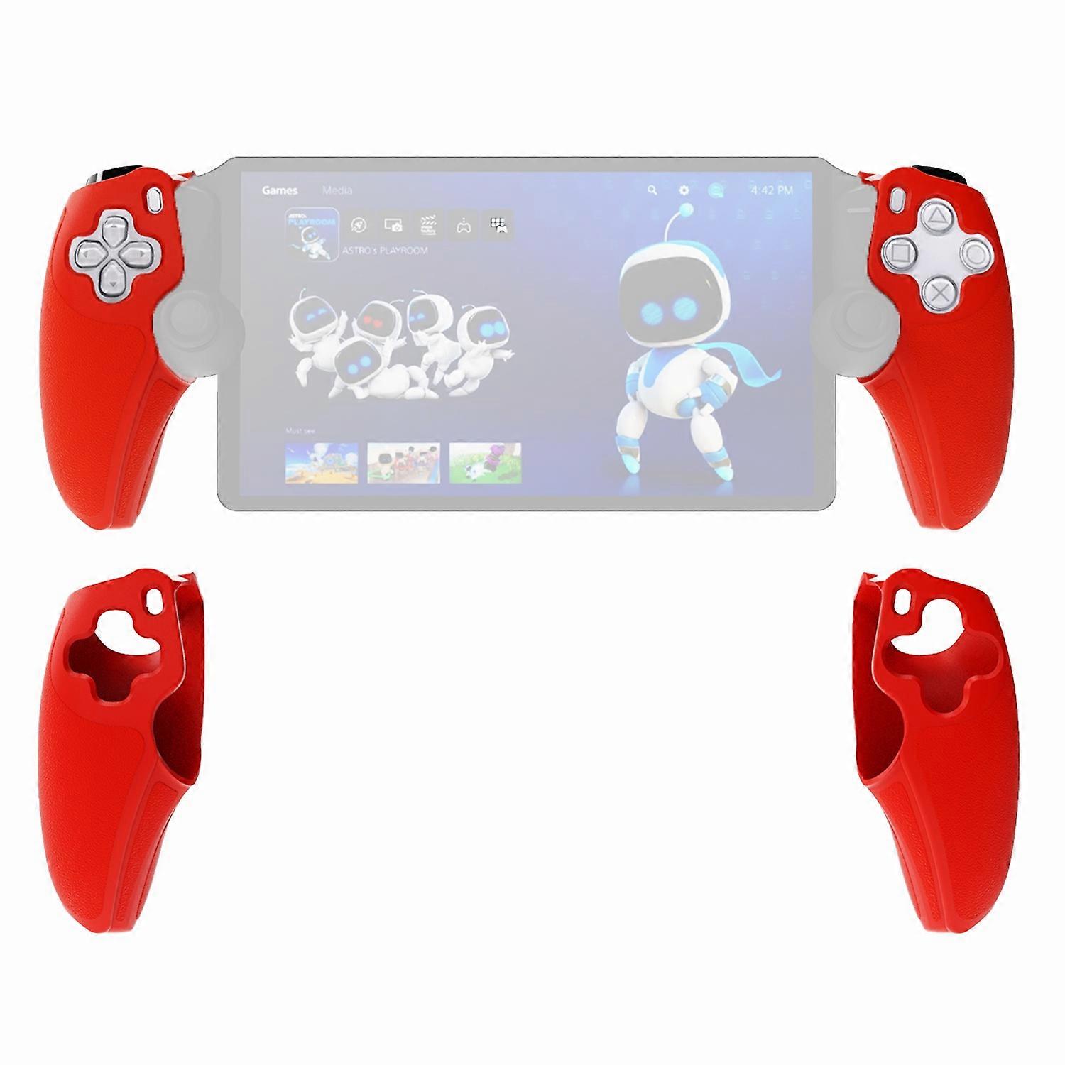 For Sony PS5 Portal Handheld Console Protective Cover Left and Right Controller Silicone Case - Red