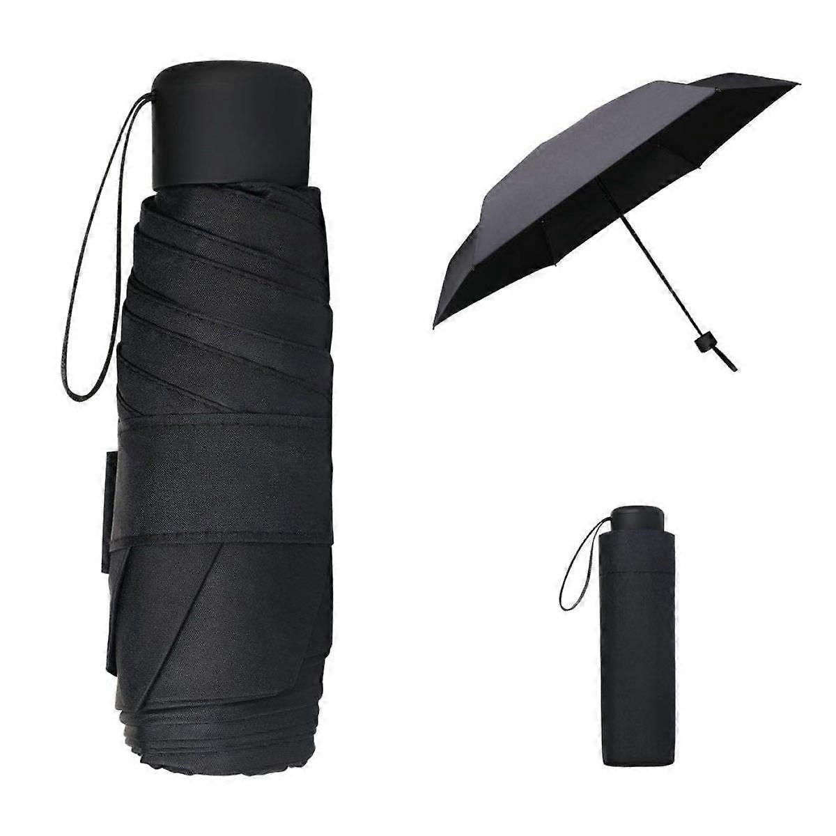 Umbrella black, ultralight, with stainless steel ribs, compact, folding