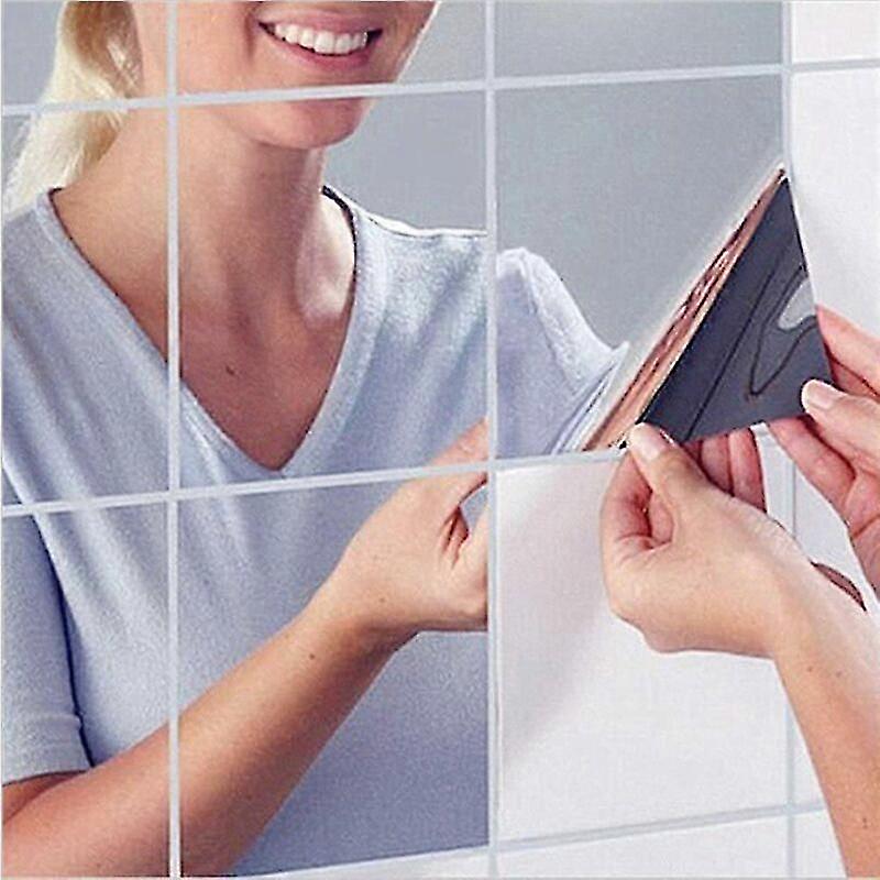 24Pcs Mirror Sticker Adhesive Mirror Decorative Mirror Squares