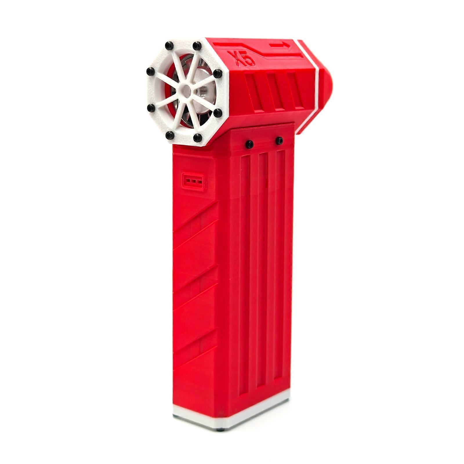 Small Hand Fan 2 in 1 Violent Turbofan Speed Adjust Camping Fan Rechargeable with LED Light,130000RPM Duster red white