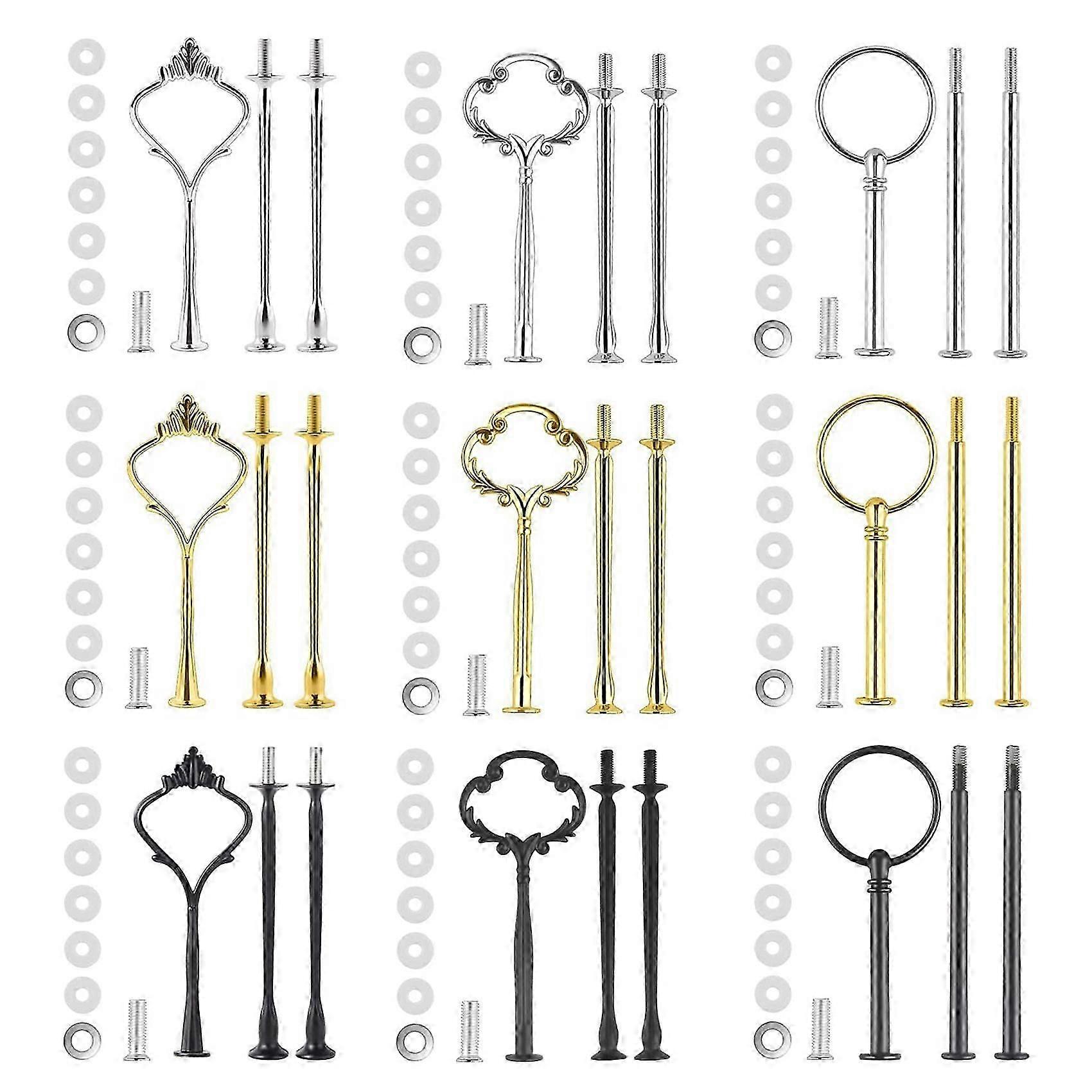 9 Set Cake Stand Hardware Kit Tiered Tray Hardware Fittings for Cake Stand,3 Tier Cake Stand Fittin