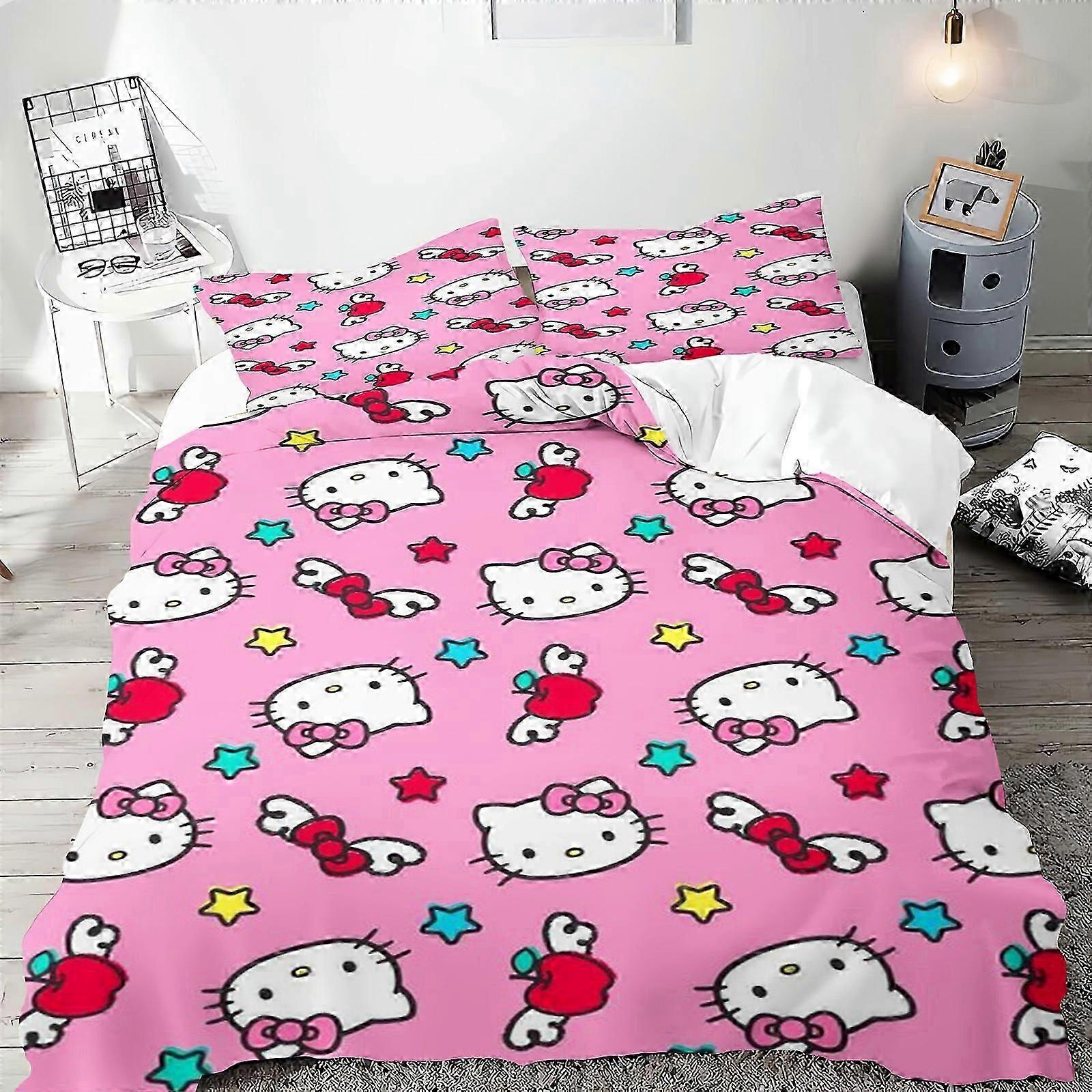 y1923 Bed Sheets Hello Kitty Duvet Cover Set Bedding Comforter Sets King Size 3D Children'S Bedding Set Bed Sheets vvb1923