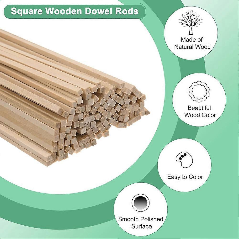 Wood Square Dowel Rods, Hardwood Square Dowel Sticks 120 Pack