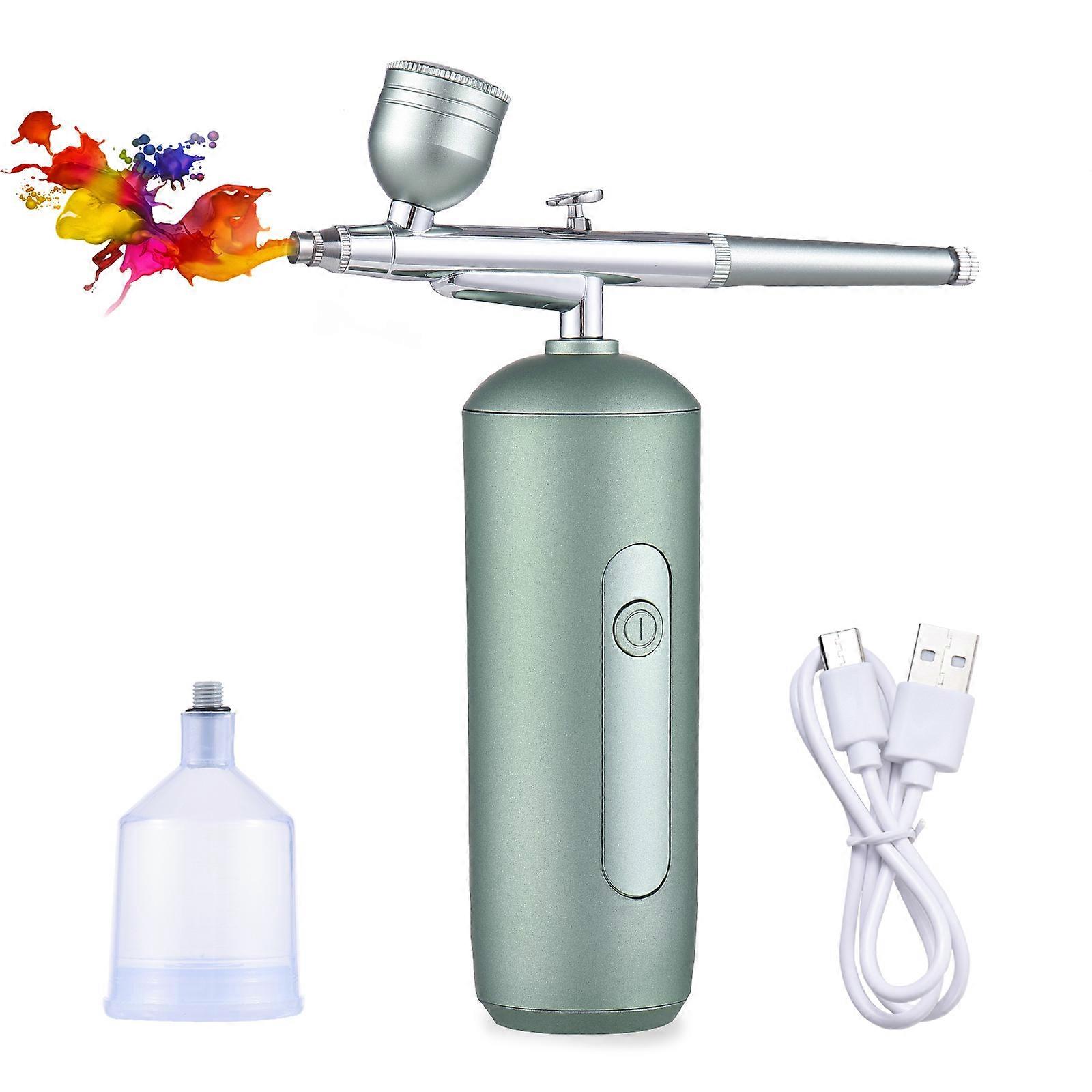Portable Airbrush with Compressor Handheld Cordless Air Brush Pen Dual-Action 2-level Adjustable Pressure Built-in Battery for Painting Model Colorin