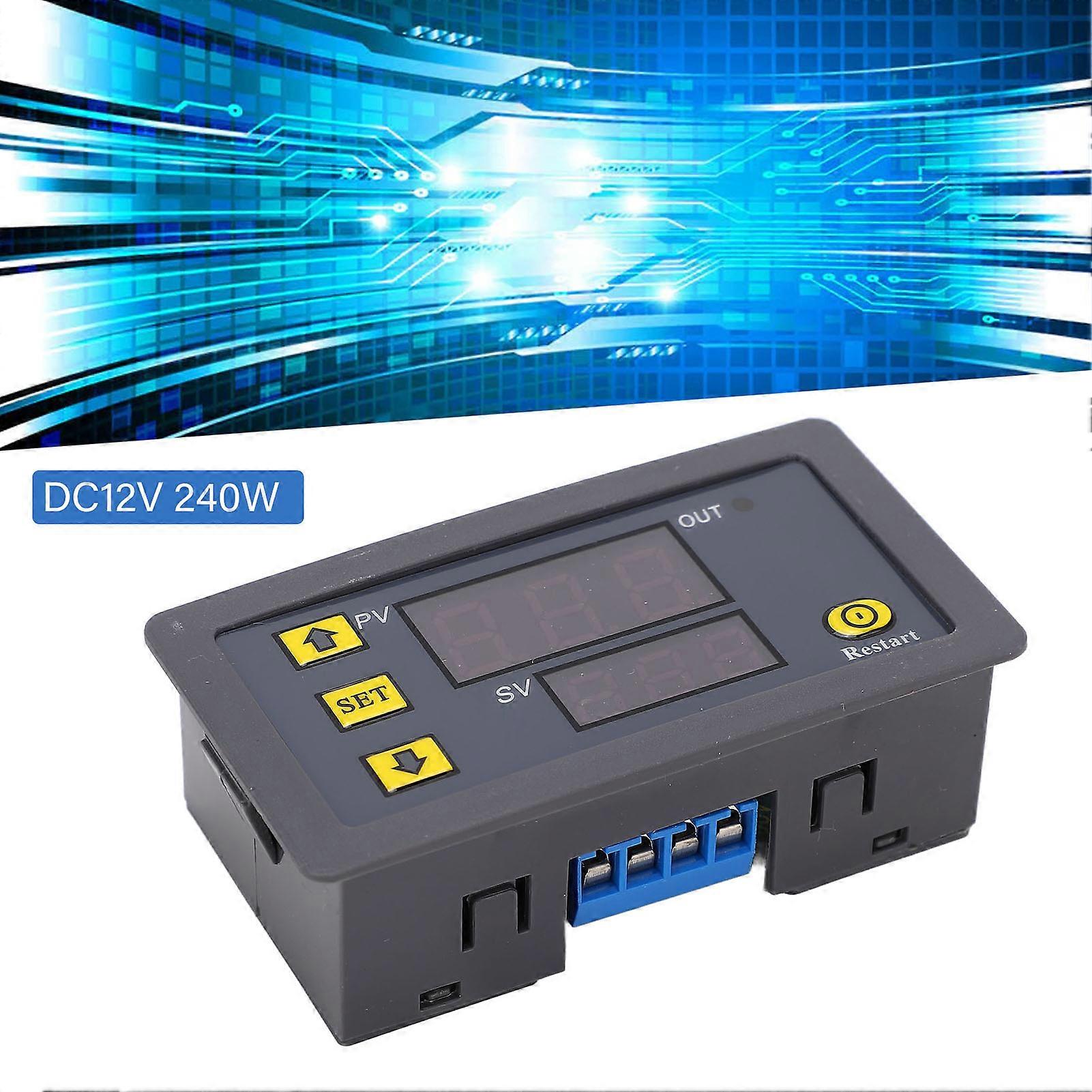 Timer Relay Large Screen OP CL LOP Parameters Independent Store Normally Open Time Relay Module DC12V 240W 