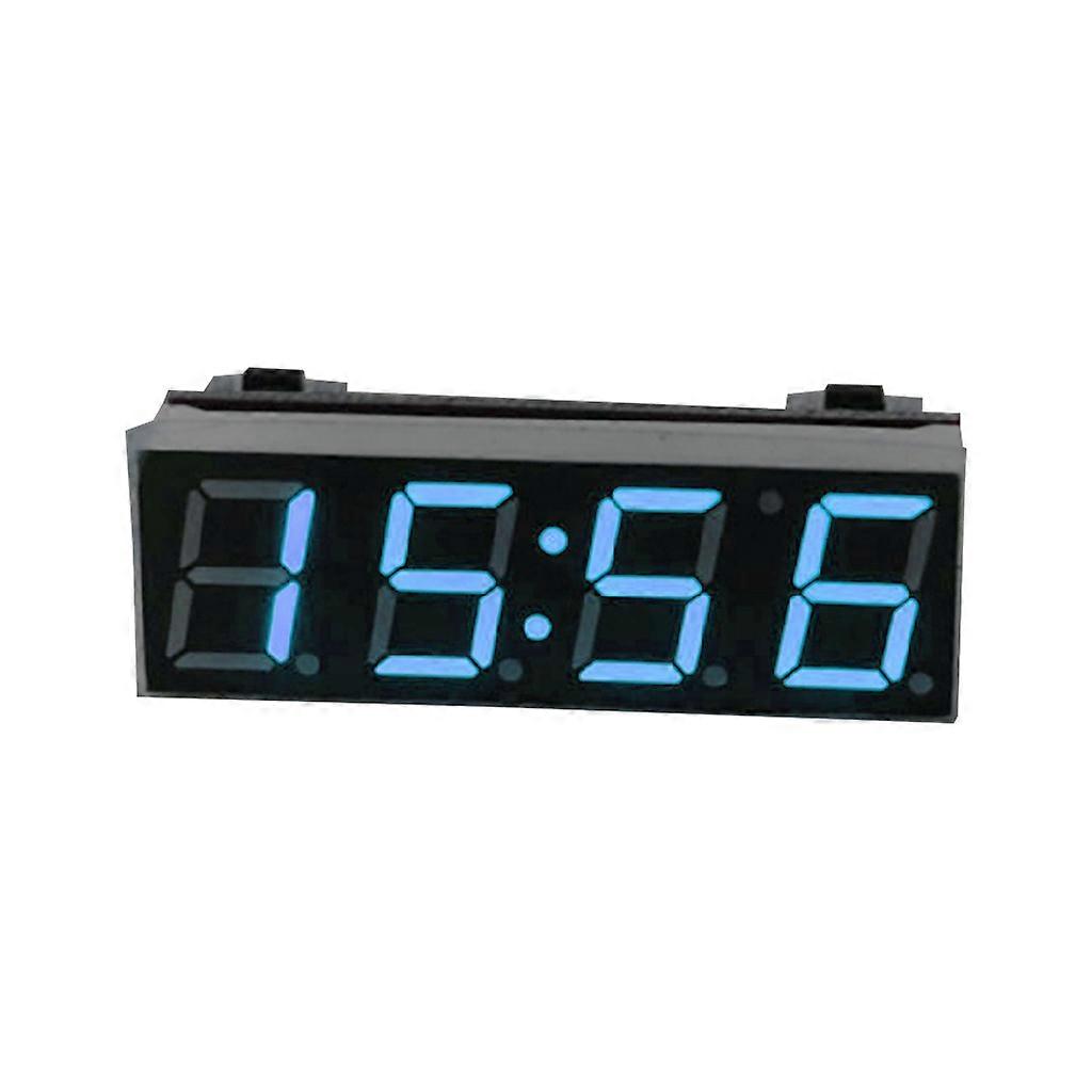 Mini Car Digital Clock Thermometer Voltmeter 3 IN 1 LED Display Digital Timer Voltmeter Interior Electronic Accessories  Blue