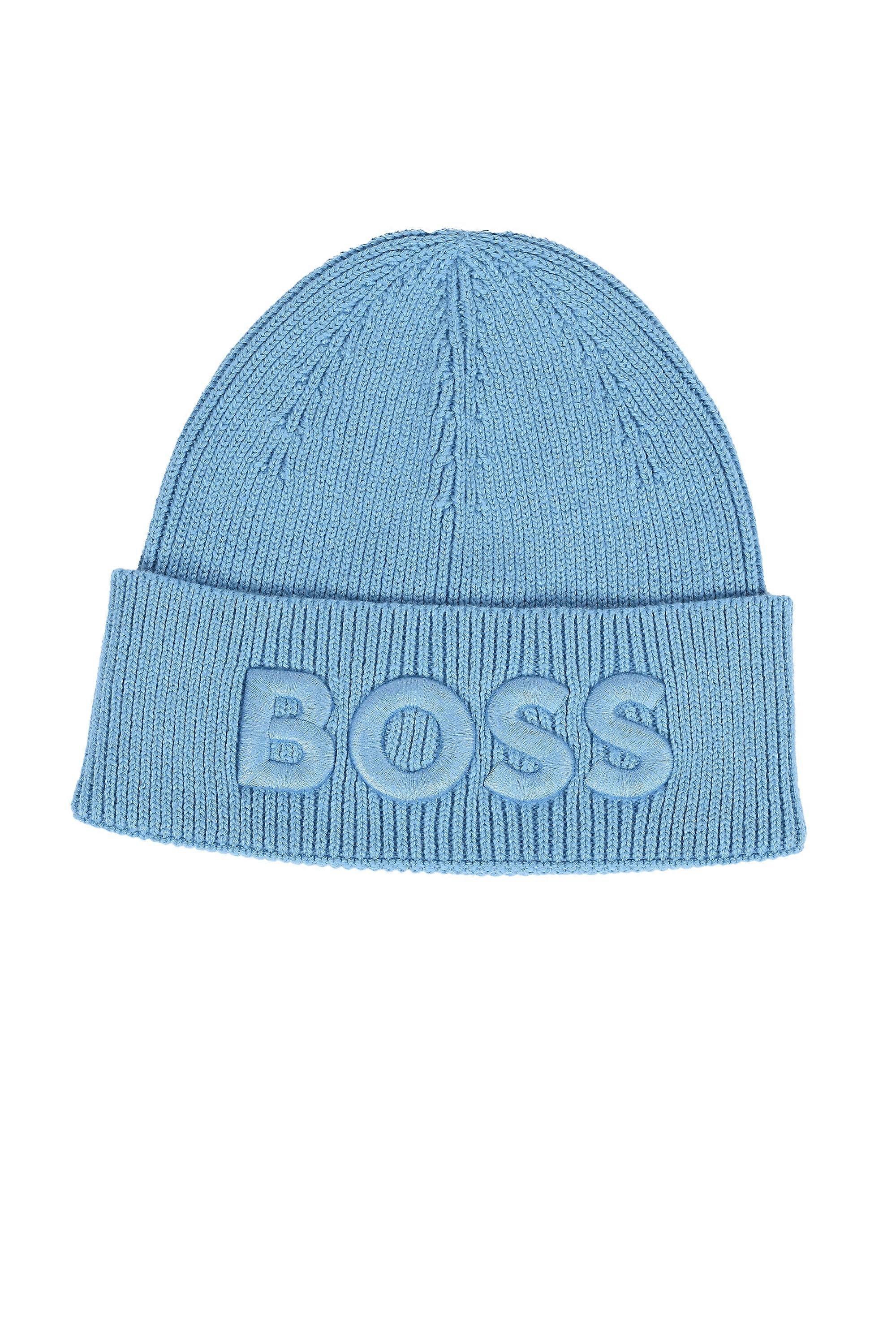 Boss Afox Beanie Hat Open Blue