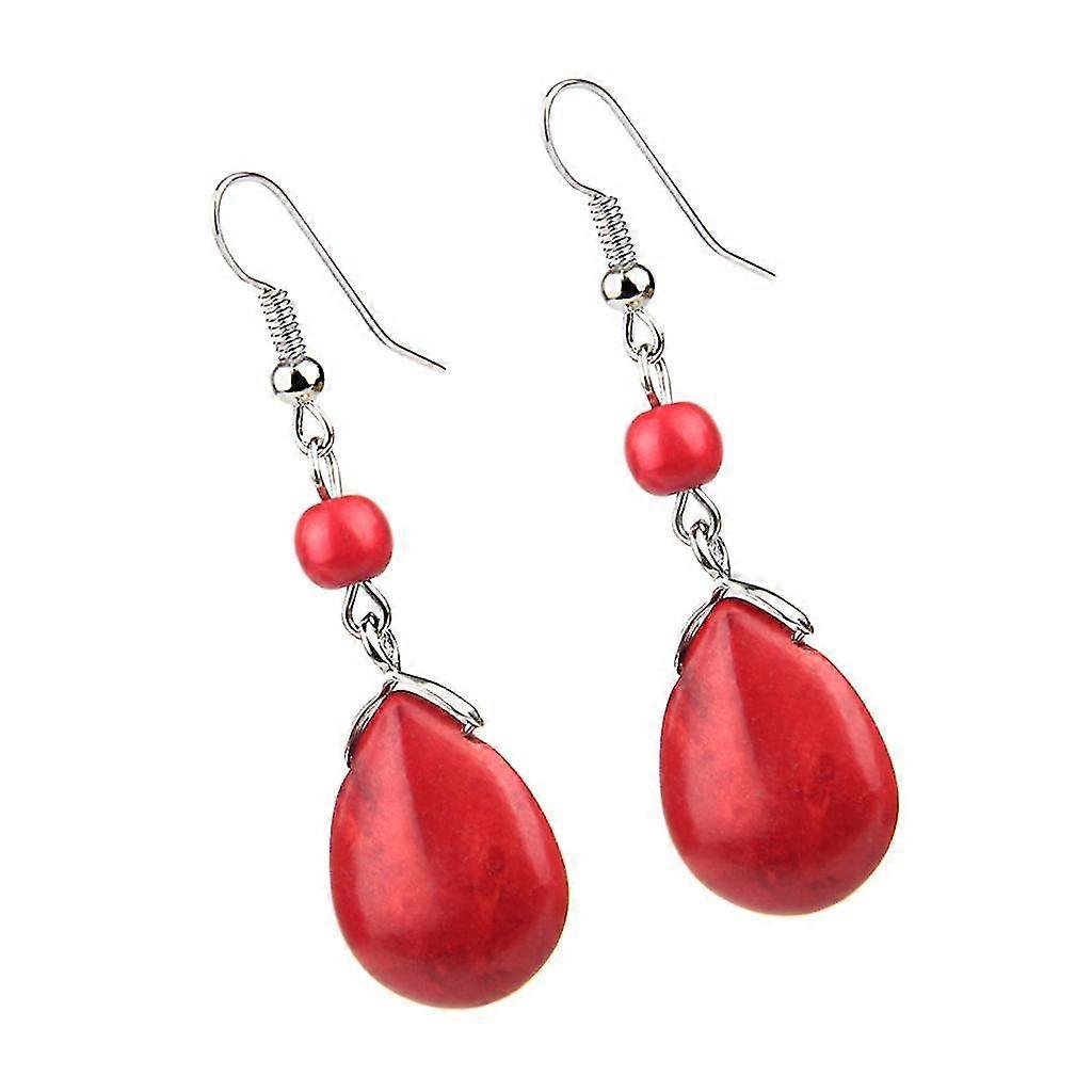 Bridal Turquoise Dangle Drop Earrings with Distinctive Texture and Temperament