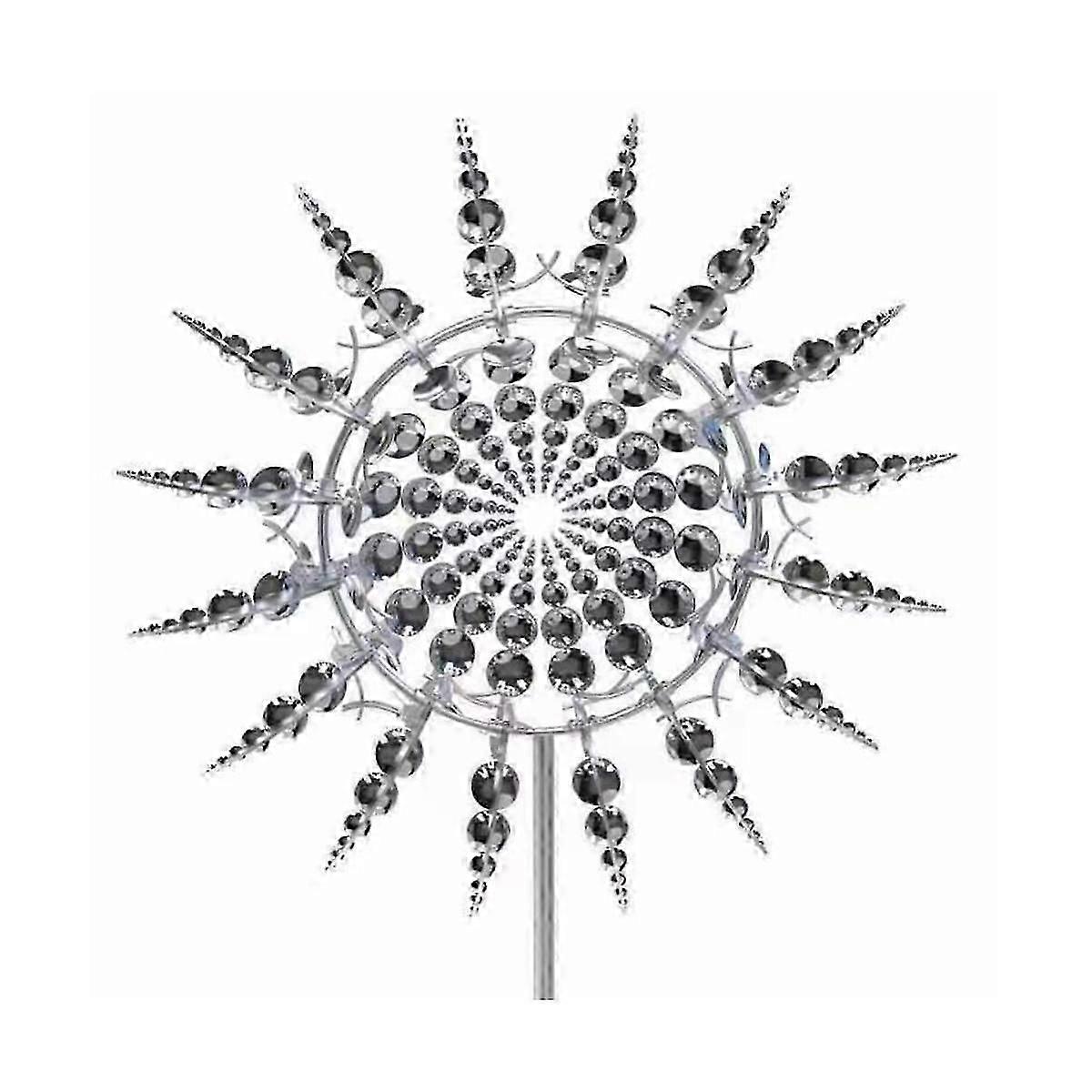 New Unique and Magical Metal Windmill 3D Wind Powered Kinetic Sculpture Lawn Metal Wind Solar Spinn
