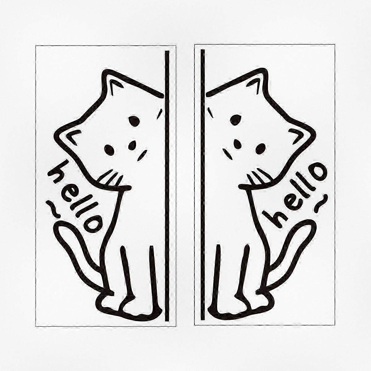 Cute Kitten Wall Decal for Windows and Doors, Ideal for Business Spaces