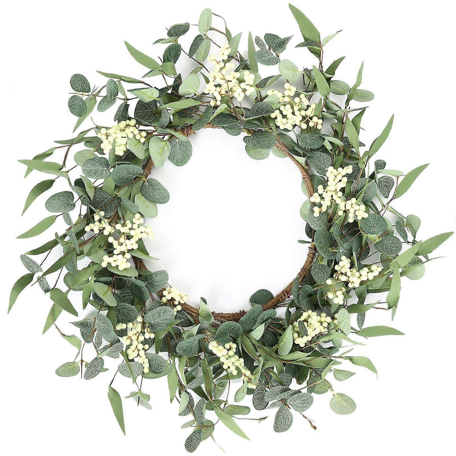 Handcrafted Artificial Eucalyptus Wreath for Door Front Fall Decor 20 Inch